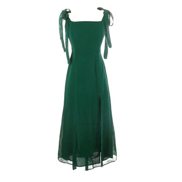 NWT Reformation Twilight in Emerald Green Side Slit Georgette Midi Tank Dress 4 - Picture 2 of 5